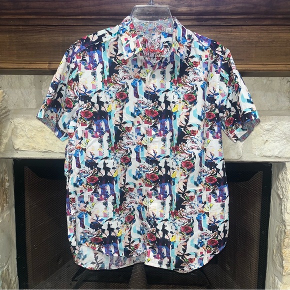 Robert Graham Aviation Short Sleeve Button-Up Shirt Multi Color Floral Print - Picture 5 of 10